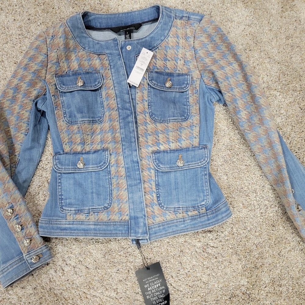 White House Black Market denim/print jacket - size 6